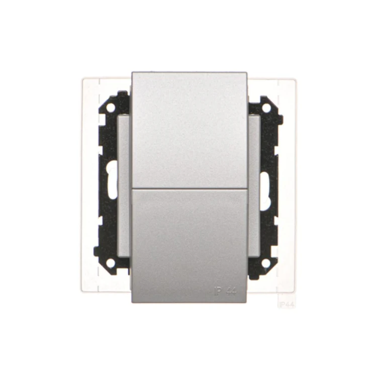 Gniazdo wtyczkowe podwójne do wersji IP44 - z uszczelką - klapka w kolorze pokrywy Simon 55 TGZ2BMCZ.01/143 Kontakt-Simon aluminium mat