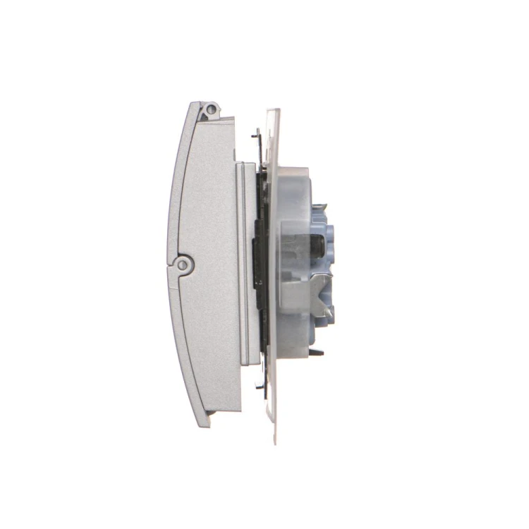 Gniazdo wtyczkowe podwójne do wersji IP44 - z uszczelką - klapka w kolorze pokrywy Simon 55 TGZ2BMCZ.01/143 Kontakt-Simon aluminium mat