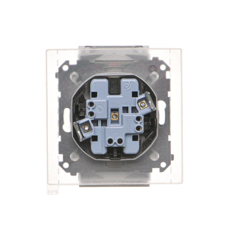 Gniazdo wtyczkowe podwójne do wersji IP44 - z uszczelką - klapka w kolorze pokrywy Simon 55 TGZ2BMCZ.01/143 Kontakt-Simon aluminium mat