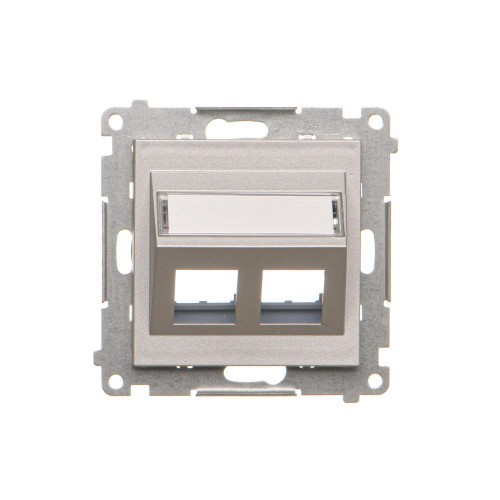 Pokrywa gniazd teleinformatycznych na Keystone skośna podwójna Simon 55 TKP2S.01/143 Kontakt-Simon aluminium mat