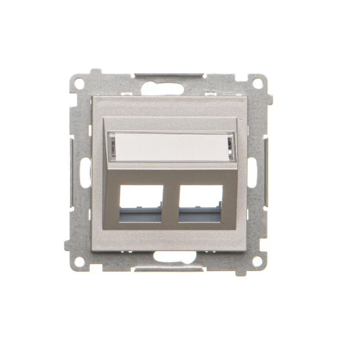Pokrywa gniazd teleinformatycznych na Keystone skośna podwójna Simon 55 TKP2S.01/143 Kontakt-Simon aluminium mat