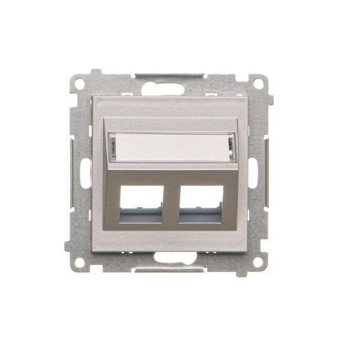 Pokrywa gniazd teleinformatycznych na Keystone skośna podwójna Simon 55 TKP2S.01/143 Kontakt-Simon aluminium mat