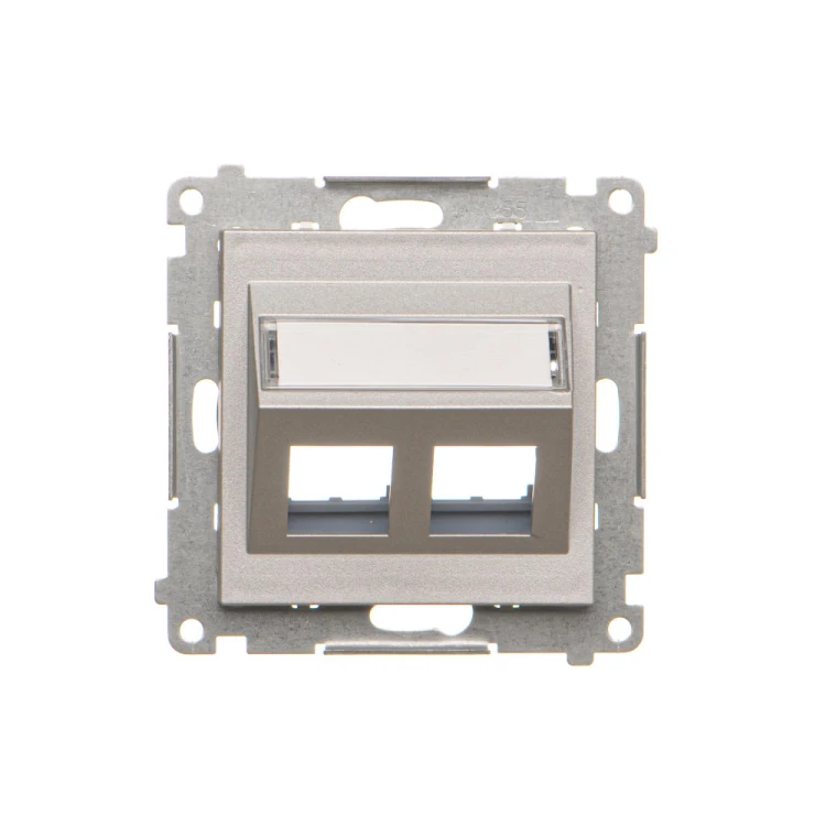 Pokrywa gniazd teleinformatycznych na Keystone skośna podwójna Simon 55 TKP2S.01/143 Kontakt-Simon aluminium mat