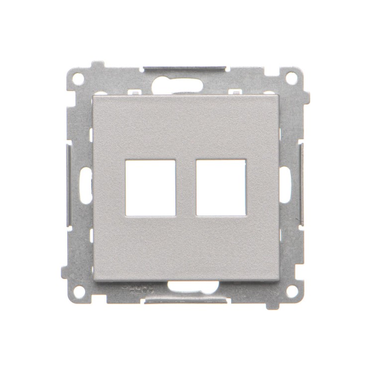Pokrywa gniazd teleinformatycznych na Keystone płaska podwójna Simon 55 TKP2.01/143 Kontakt-Simon aluminium mat