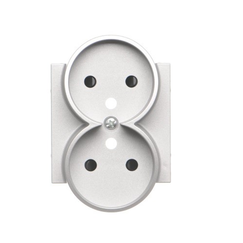 Pokrywa do gniazda wtyczkowego podwójnego z uziemieniem Simon 55 TGZ2MZP/143 Kontakt-Simon aluminium mat