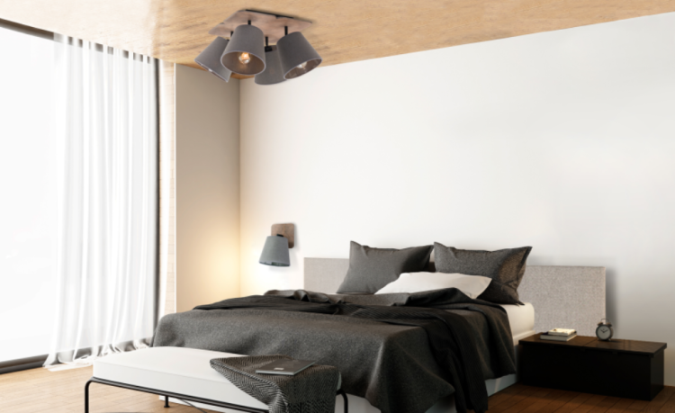 Lampa sufitowa Loft AWINION III 9717 NOWODVORSKI Lighting 3xE27 nowoczesna oświetleniowa Industrialna żyrandol drewno drewniana tkanina szara szary metal Inspiracje Premium
