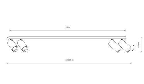 Lampa sufitowa listwa szyna natynkowa MONO IV BLACK/GOLD 7768 NOWODVORSKI Lighting 4xGU10 118cm Spot oświetleniowa Industrialna nowoczesna czarno-złota czarna nawierzchniowa jak szynoprzewód Inspiracje Premium
