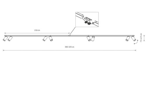 Lampa sufitowa listwa szyna natynkowa MONO VIII 2x150 WHITE 7750 NOWODVORSKI Lighting 8xGU10 300cm Spot oświetleniowa Industrialna nowoczesna biała nawierzchniowa jak szynoprzewód Inspiracje Premium