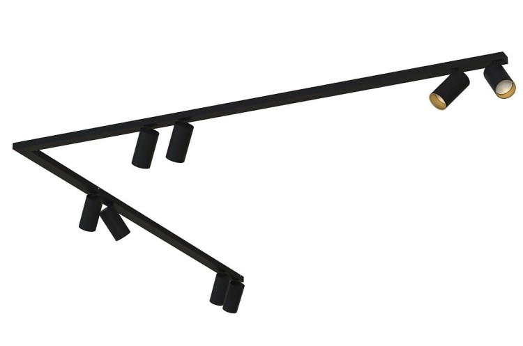 Lampa sufitowa listwa szyna natynkowa MONO CORNER VIII 2x150 BLACK/GOLD 7700 NOWODVORSKI Lighting 8xGU10 Spot oświetleniowa Industrialna nowoczesna czarno-złota czarna nawierzchniowa jak szynoprzewód Inspiracje Premium