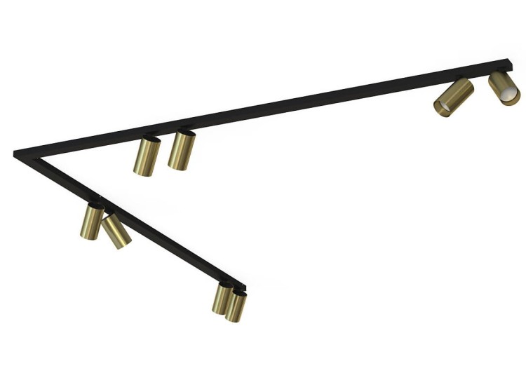 Lampa sufitowa listwa szyna natynkowa MONO CORNER VIII 2x150 SOLID BRASS 7755 NOWODVORSKI Lighting 8xGU10 Spot oświetleniowa Industrialna nowoczesna złoto-czarna mosiądz złota nawierzchniowa jak szynoprzewód Inspiracje Premium