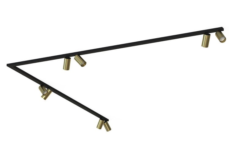 Lampa sufitowa listwa szyna natynkowa MONO CORNER VIII 2x200 SOLID BRASS 7757 NOWODVORSKI Lighting 8xGU10 Spot oświetleniowa Industrialna nowoczesna złoto-czarna mosiądz nawierzchniowa jak szynoprzewód Inspiracje Premium