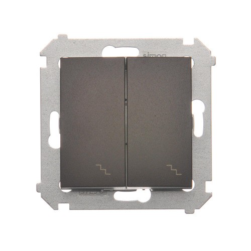 Łącznik schodowy podwójny z podświetleniem LED Simon 54 DW6/2L.01/46 Kontakt-Simon brąz mat, metalizowany