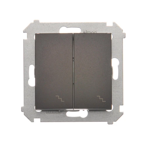 Łącznik schodowy podwójny z podświetleniem LED Simon 54 DW6/2L.01/46 Kontakt-Simon brąz mat, metalizowany