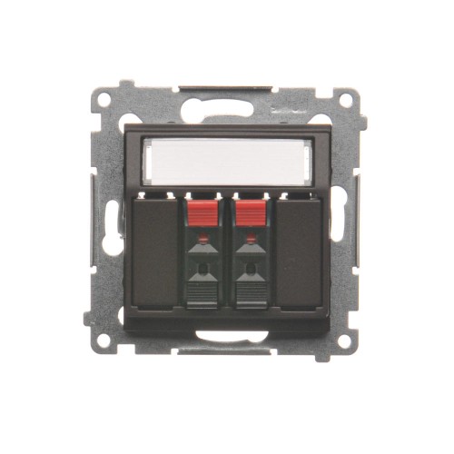 Gniazdo głośnikowe 2-krotne z polem opisowym Simon 54 DGL32.01/46 Kontakt-Simon brąz mat, metalizowany