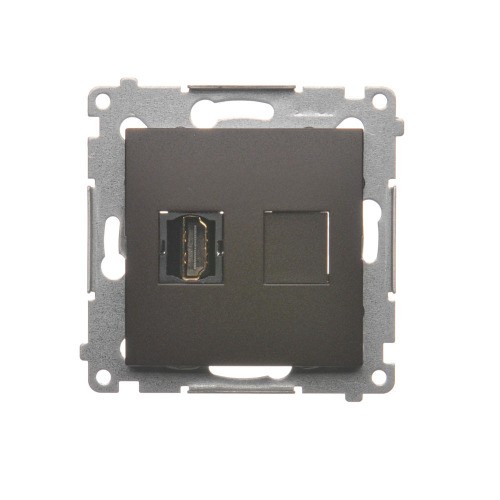 Gniazdo HDMI pojedyncze Simon 54 DGHDMI.01/46 Kontakt-Simon brąz mat, metalizowany