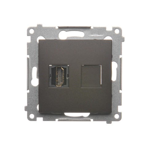 Gniazdo HDMI pojedyncze Simon 54 DGHDMI.01/46 Kontakt-Simon brąz mat, metalizowany