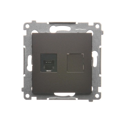 Gniazdo telefoniczne pojedyncze RJ12 Simon 54 DT1.01/46 Kontakt-Simon brąz mat, metalizowany