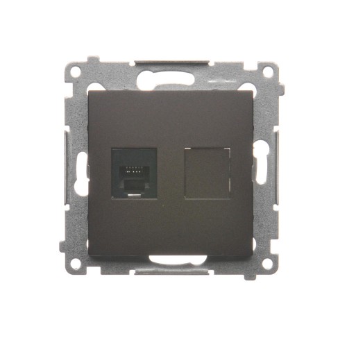 Gniazdo telefoniczne pojedyncze RJ12 Simon 54 DT1.01/46 Kontakt-Simon brąz mat, metalizowany