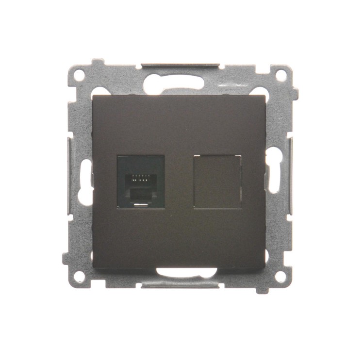 Gniazdo telefoniczne pojedyncze RJ12 Simon 54 DT1.01/46 Kontakt-Simon brąz mat, metalizowany
