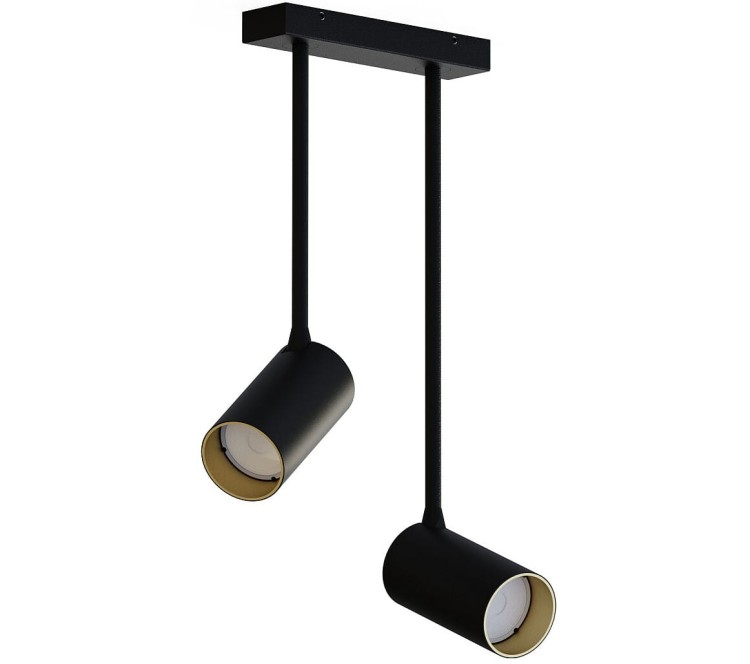Lampa sufitowa natynkowa Loft MONO LONG II BLACK/GOLD 7675 NOWODVORSKI Lighting 2xGU10 Spot oświetleniowa zwis Industrialna nowoczesna metal czarno-złota czarna Inspiracje Premium