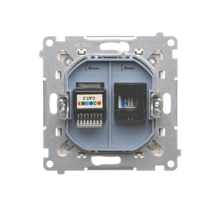 Gniazdo komputerowe RJ45 kategoria 5e + telefoniczne RJ12 Simon 55 T5F.01/144 Kontakt-Simon szampański mat