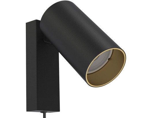 Lampa ścienna z przewodem Kinkiet Industrialny Loft MONO I BLACK/GOLD 7765 NOWODVORSKI Lighting nowoczesna oprawa oświetleniowa punktowa lampa z wyłącznikiem czarno-złoty czarna metal pojedynczy Inspiracje Premium