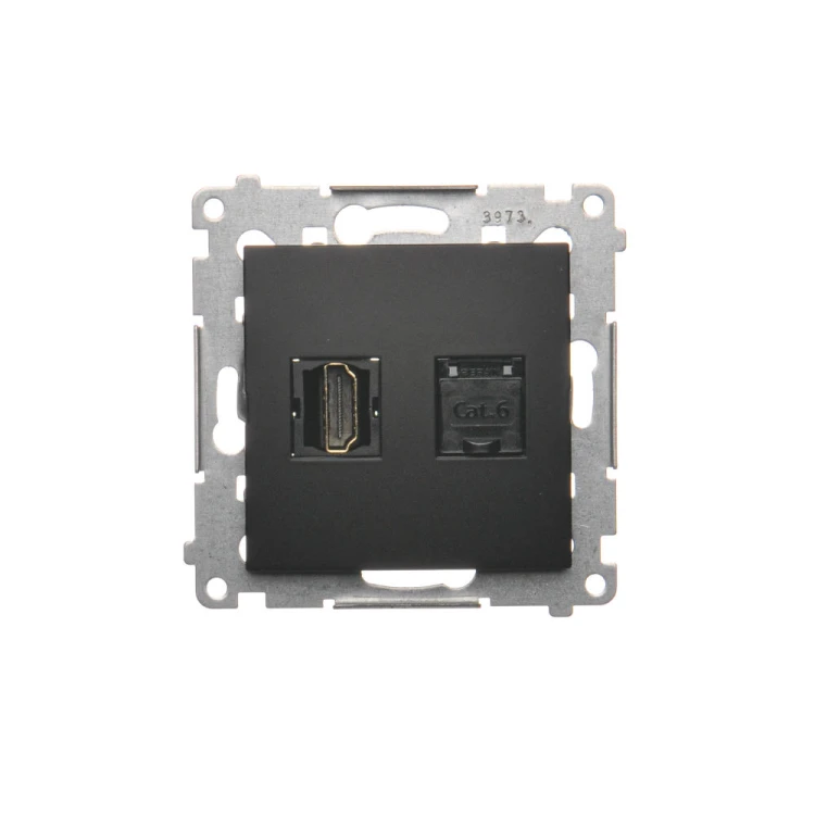 Gniazdo HDMI + komputerowe RJ45 kat.6. Simon 54 DGHRJ45.01/49 Kontakt-Simon czarny mat