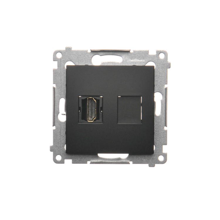 Gniazdo HDMI pojedyncze Simon 54 DGHDMI.01/49 Kontakt-Simon czarny mat