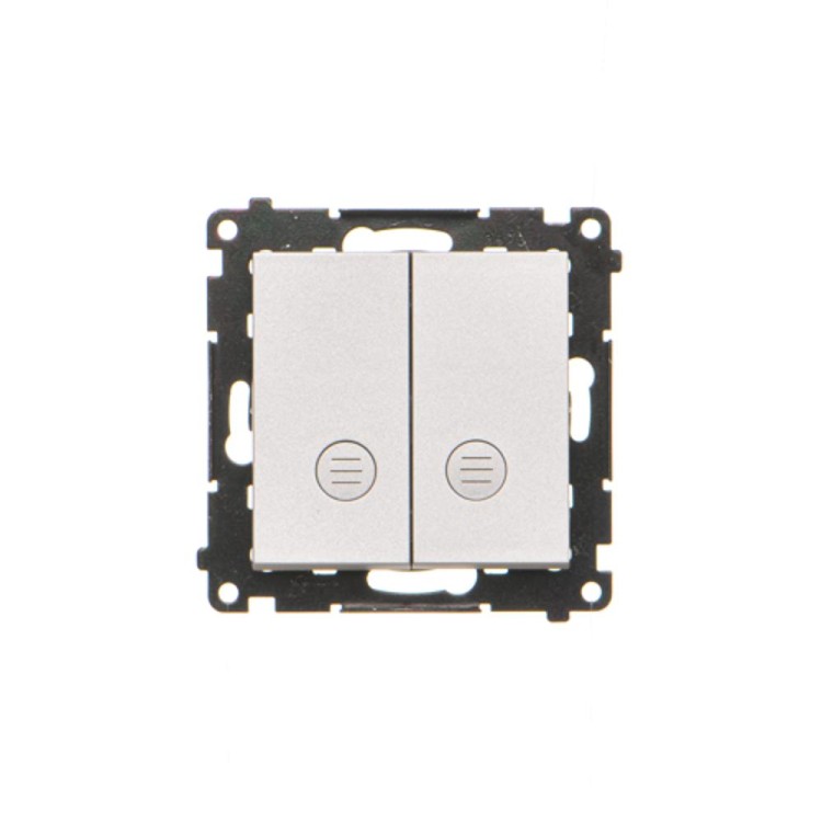 Przycisk podwójny zwierny z podświetleniem Simon 55 TP2L2.01/143 Kontakt-Simon aluminium mat