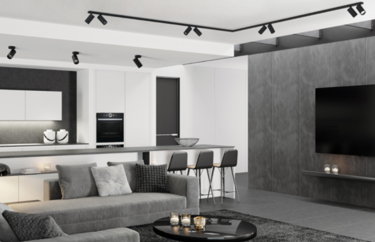 Lampa sufitowa listwa szyna podtynkowa 118cm MONO SURFACE IV BLACK/GOLD 7692 NOWODVORSKI Lighting 4x GU10 Spot oświetleniowa nowoczesna sufitowa metal czarno-złota czarna nawierzchniowa jak szynoprzewód do regipsu Inspiracje Premium