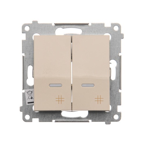 Łącznik krzyżowy podwójny z podświetleniem LED Simon 54 DW7/2L.01/41 Kontakt-Simon kremowy