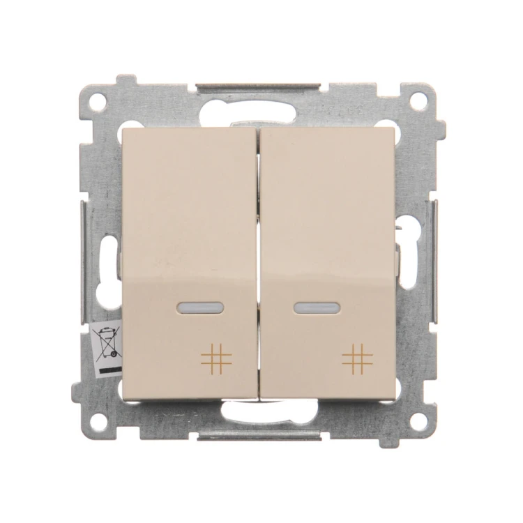 Łącznik krzyżowy podwójny z podświetleniem LED Simon 54 DW7/2L.01/41 Kontakt-Simon kremowy