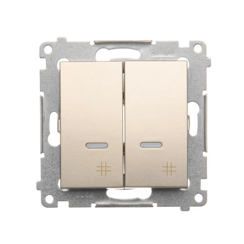 Łącznik krzyżowy podwójny z podświetleniem LED Simon 54 DW7/2L.01/44 Kontakt-Simon złoty mat, metalizowany
