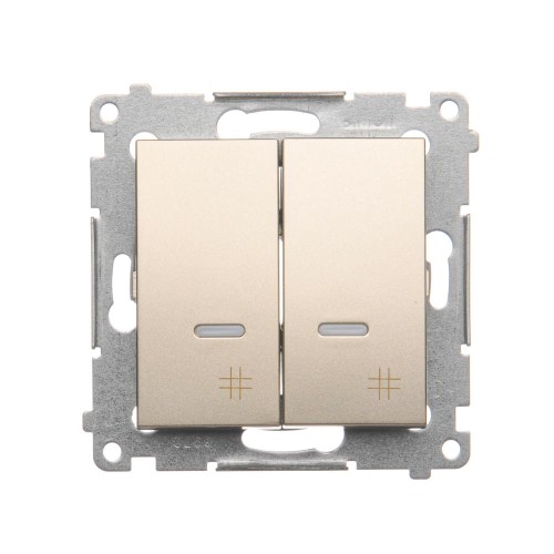 Łącznik krzyżowy podwójny z podświetleniem LED Simon 54 DW7/2L.01/44 Kontakt-Simon złoty mat, metalizowany