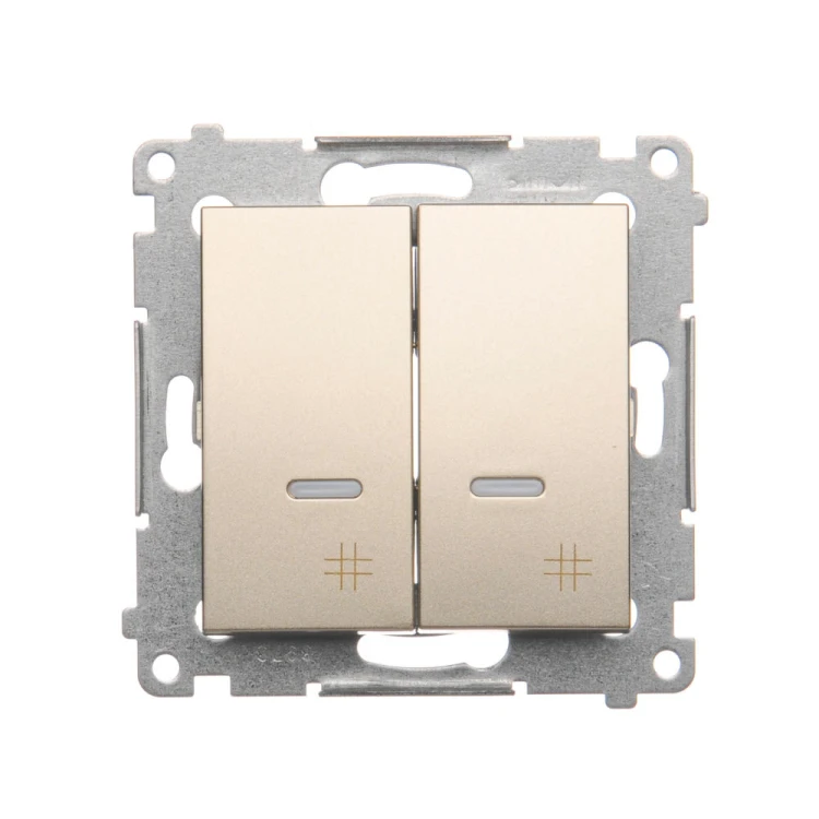 Łącznik krzyżowy podwójny z podświetleniem LED Simon 54 DW7/2L.01/44 Kontakt-Simon złoty mat, metalizowany