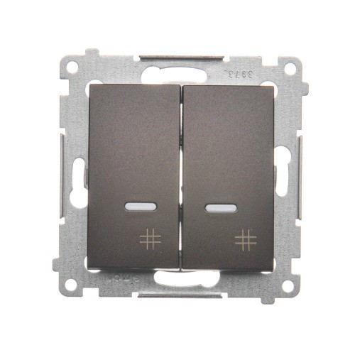 Łącznik krzyżowy podwójny z podświetleniem LED Simon 54 DW7/2L.01/46 Kontakt-Simon brąz mat, metalizowany