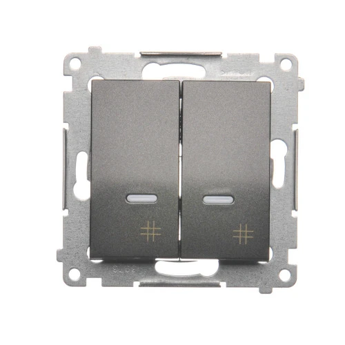 Łącznik krzyżowy podwójny z podświetleniem LED Simon 54 DW7/2L.01/48 Kontakt-Simon antracyt, metalizowany