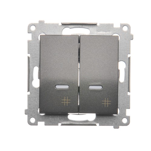 Łącznik krzyżowy podwójny z podświetleniem LED Simon 54 DW7/2L.01/48 Kontakt-Simon antracyt, metalizowany