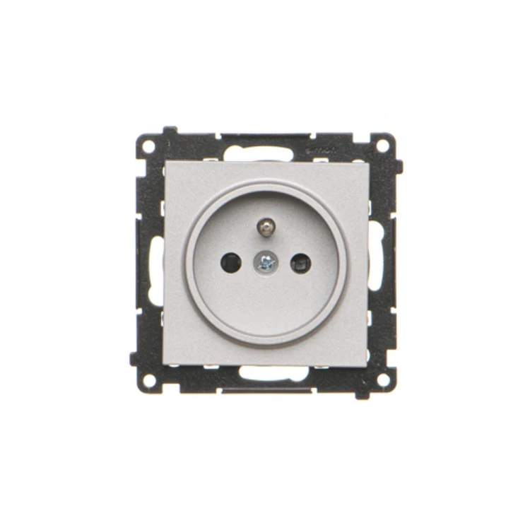 Gniazdo wtyczkowe pojedyncze z uziemieniem z przesłonami torów prądowych Simon 55 TGZ1CZ.01/143 Kontakt-Simon aluminium mat