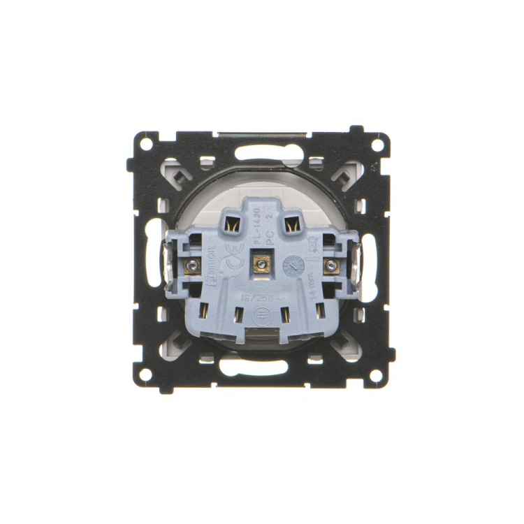 Gniazdo wtyczkowe pojedyncze z uziemieniem z przesłonami torów prądowych Simon 55 TGZ1CZ.01/143 Kontakt-Simon aluminium mat