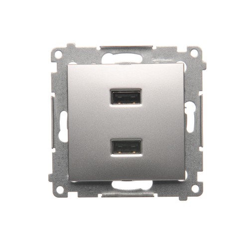 Ładowarka USB podwójna Simon 54 DC2USB.01/43 Kontakt-Simon srebrny mat, metalizowany