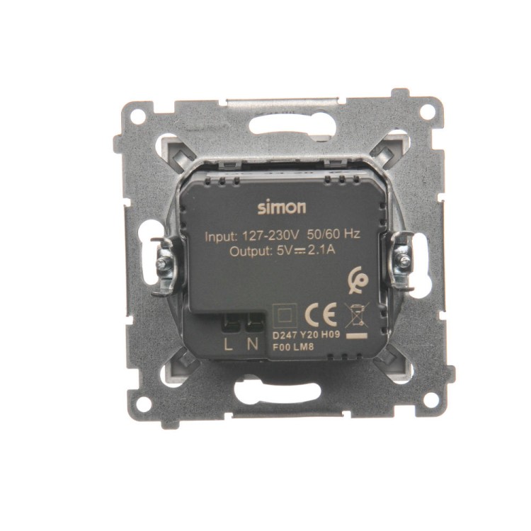 Ładowarka USB podwójna Simon 54 DC2USB.01/43 Kontakt-Simon srebrny mat, metalizowany