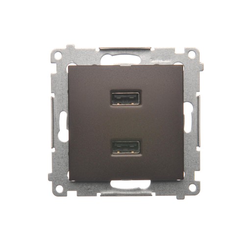 Ładowarka USB podwójna Simon 54 DC2USB.01/46 Kontakt-Simon brąz mat, metalizowany