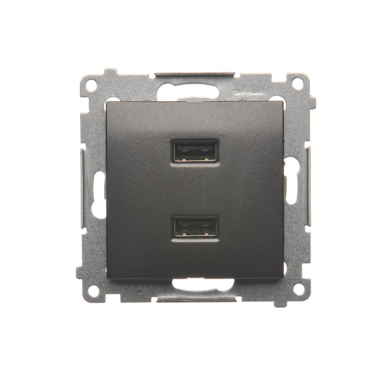 Ładowarka USB podwójna Simon 54 DC2USB.01/48 Kontakt-Simon antracyt, metalizowany