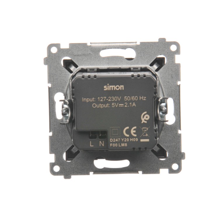 Ładowarka USB podwójna Simon 54 DC2USB.01/48 Kontakt-Simon antracyt, metalizowany