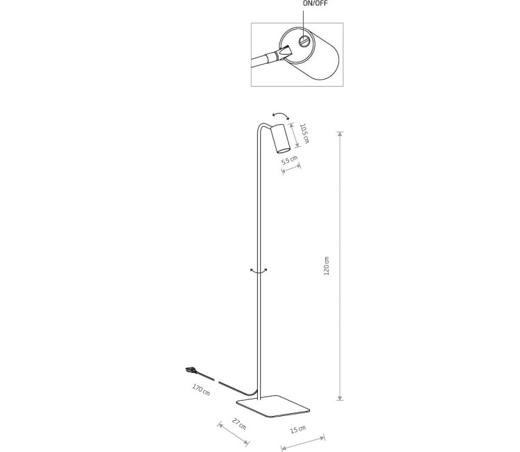 Lampa podłogowa stojąca Industrialna Loft MONO FL WHITE/GOLD 7714 NOWODVORSKI Lighting GU10 nowoczesna lampka regulowana metalowa biało-złota biała Inspiracje Premium