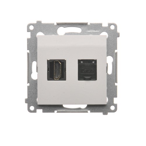 Gniazdo HDMI + komputerowe RJ45 kat.6. Simon 54 DGHRJ45.01/11 Kontakt-Simon biały