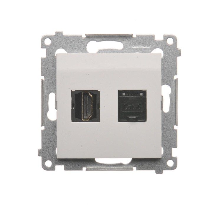 Gniazdo HDMI + komputerowe RJ45 kat.6. Simon 54 DGHRJ45.01/11 Kontakt-Simon biały