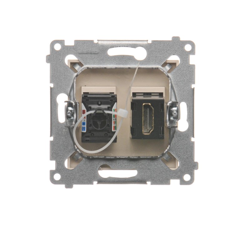 Gniazdo HDMI + komputerowe RJ45 kat.6. Simon 54 DGHRJ45.01/41 Kontakt-Simon kremowy