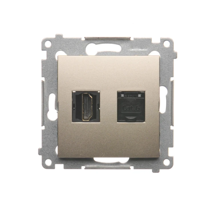 Gniazdo HDMI + komputerowe RJ45 kat.6. Simon 54 DGHRJ45.01/44 Kontakt-Simon złoty mat, metalizowany